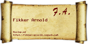 Fikker Arnold névjegykártya